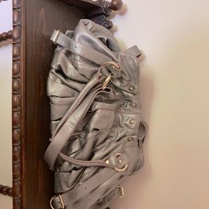 Silver tone soft pleather oversized handbag.